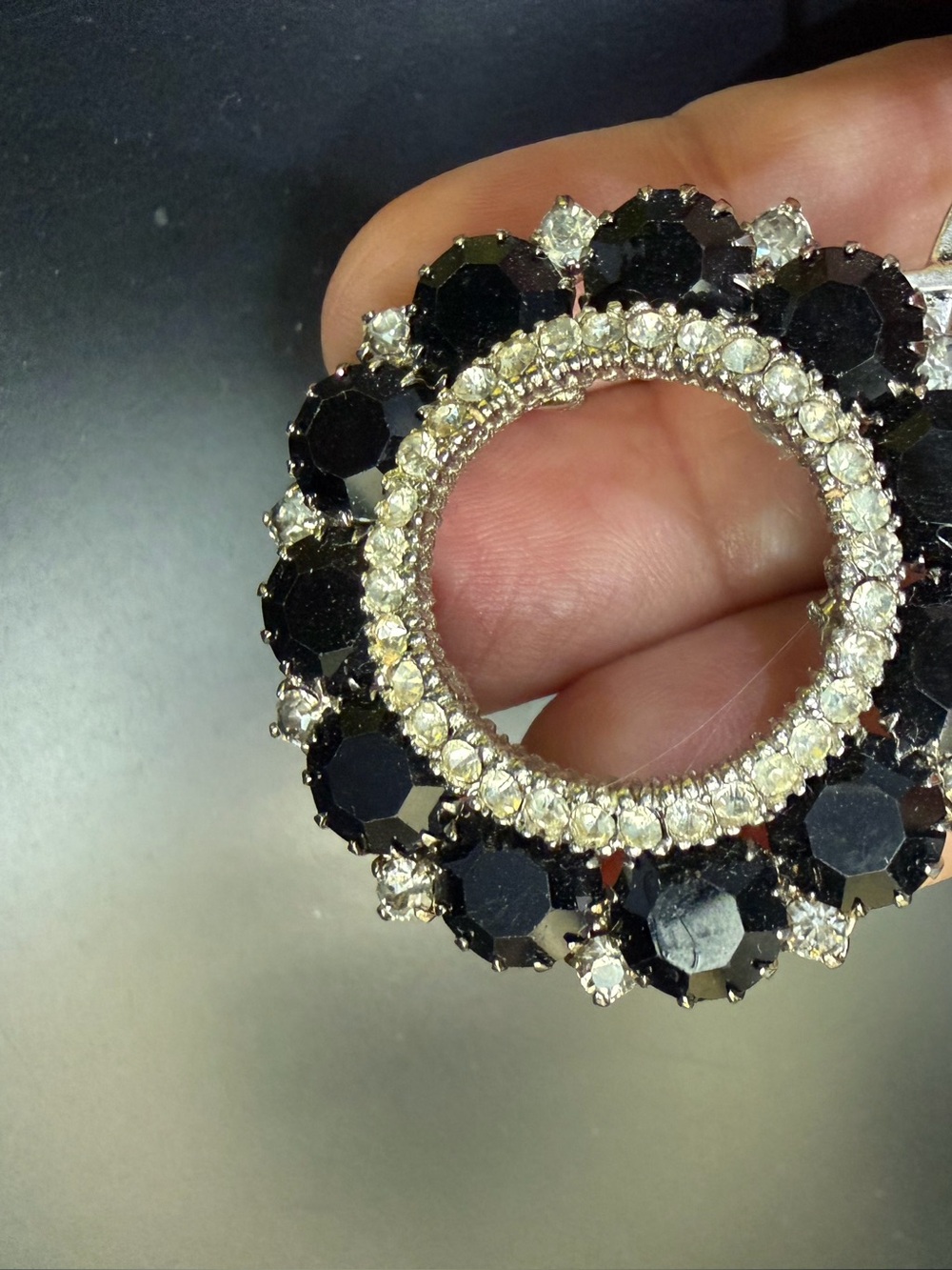 Elegant Black and Clear Crystal Circle Pendant - Women Jewelry
